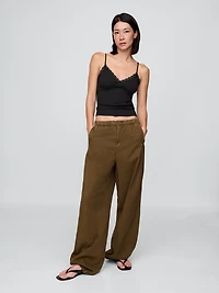 Lace-Trim Waffle-Knit Crop Cami
