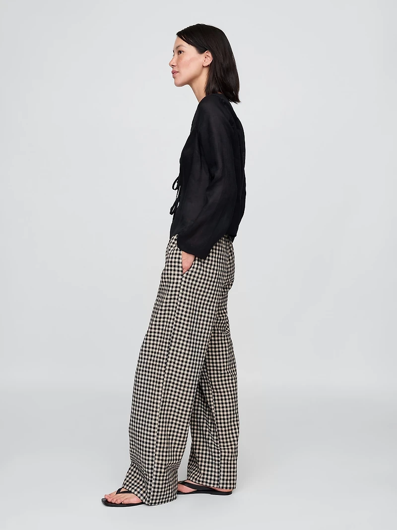 Linen-Blend Easy Wide-Hem Pants