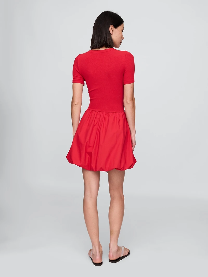 Modern Mixed Media Bubble Mini Dress