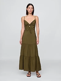Tie-Front Tiered Maxi Dress