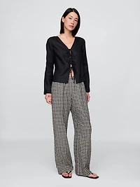 Linen-Blend Easy Wide-Hem Pants