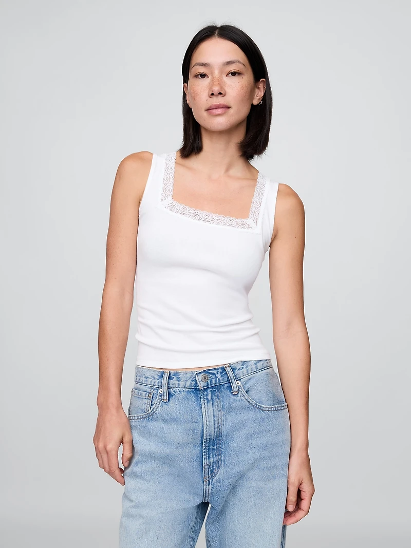 Lace-Trim Tank Top