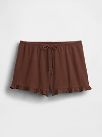 Linen-Blend Ruffle PJ Shorts