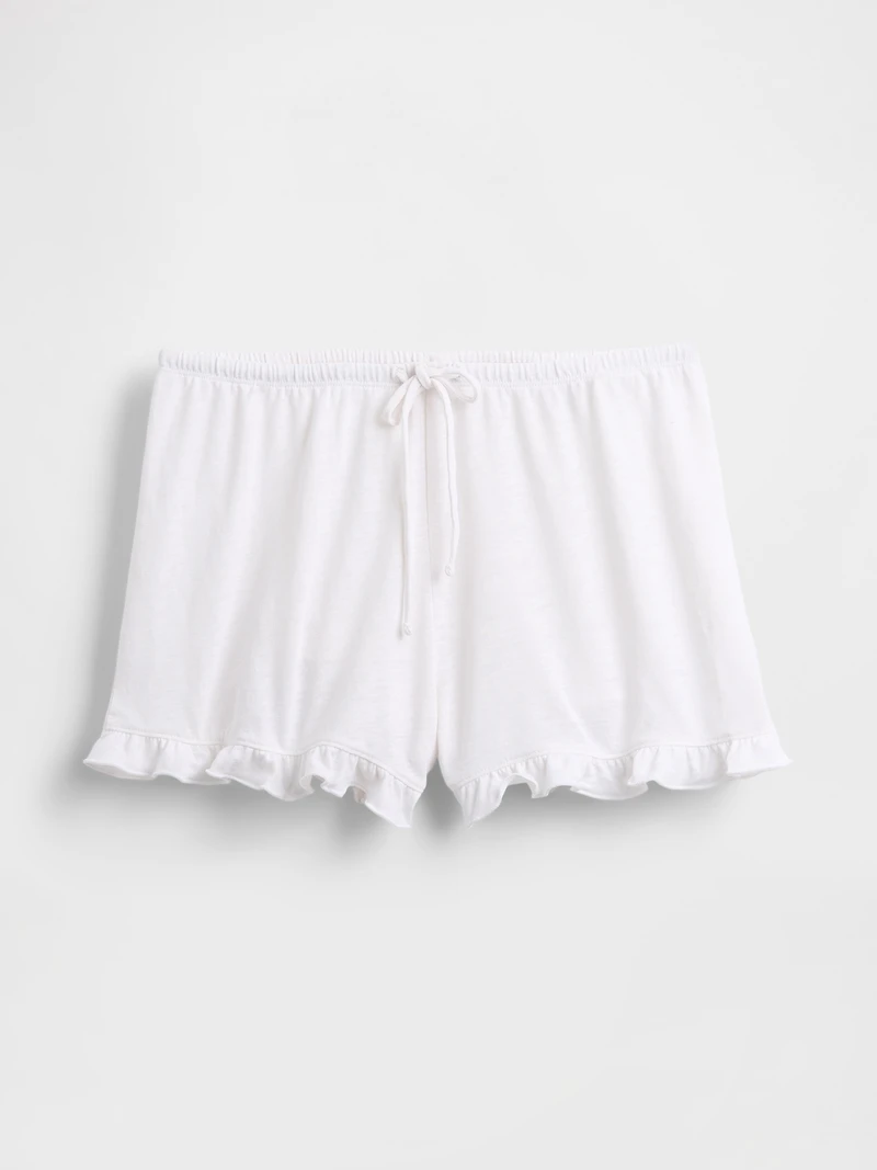 Linen-Blend Ruffle PJ Shorts