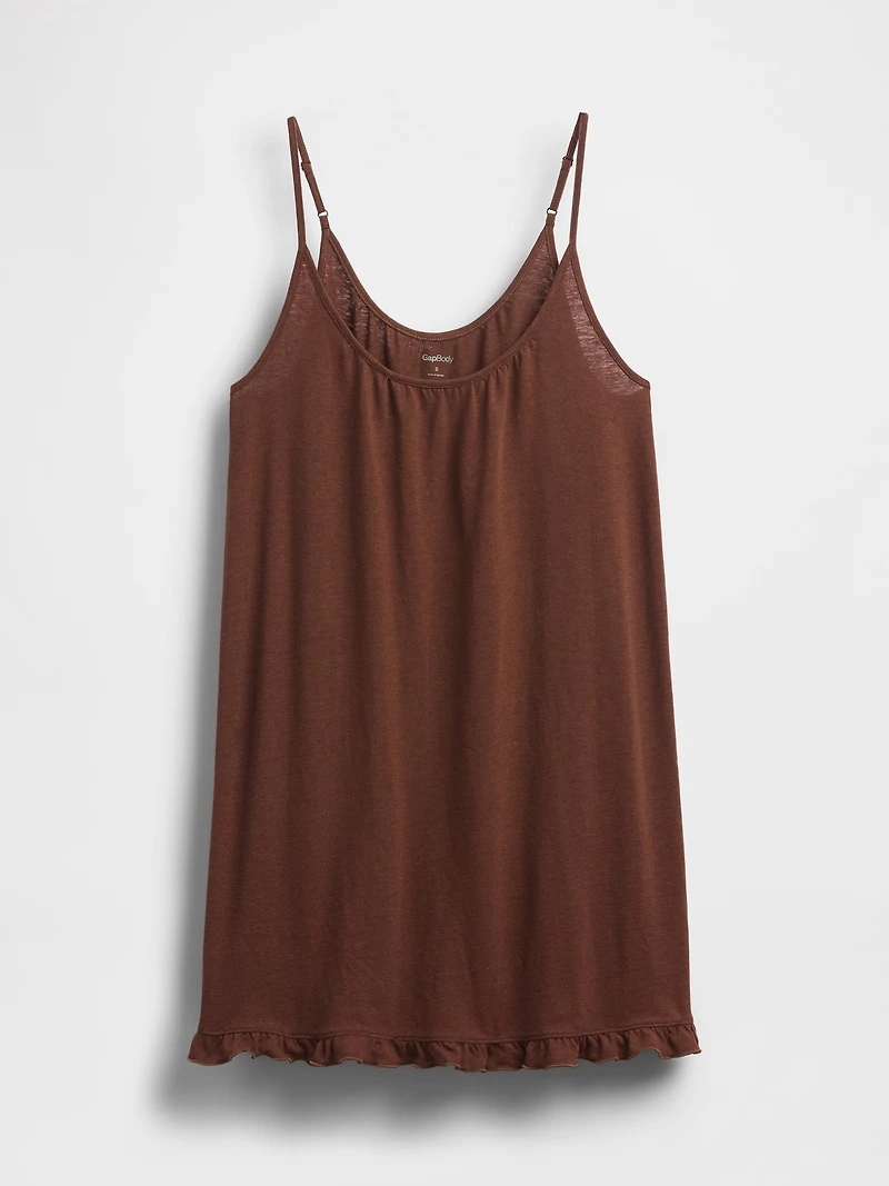 Linen-Blend Ruffle PJ Dress