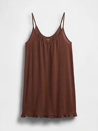 Linen-Blend Ruffle PJ Dress