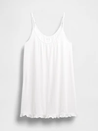 Linen-Blend Ruffle PJ Dress