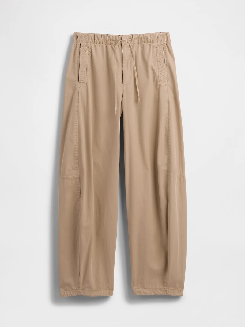 Mid Rise Barrel Parachute Pants