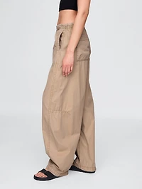 Mid Rise Barrel Parachute Pants