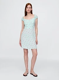 Puff-Sleeve Sweetheart Mini Dress