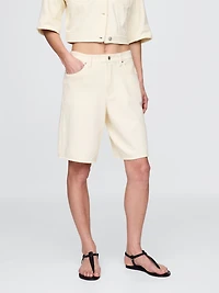11" Mid Rise French Terry Denim Longline Shorts