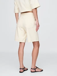 11" Mid Rise French Terry Denim Longline Shorts