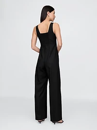 Linen-Blend Seamed Jumpsuit