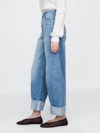 High Rise Cuffed Barrel Jeans