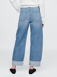 High Rise Cuffed Barrel Jeans