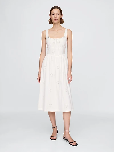 Eyelet Scoop Neck Dress