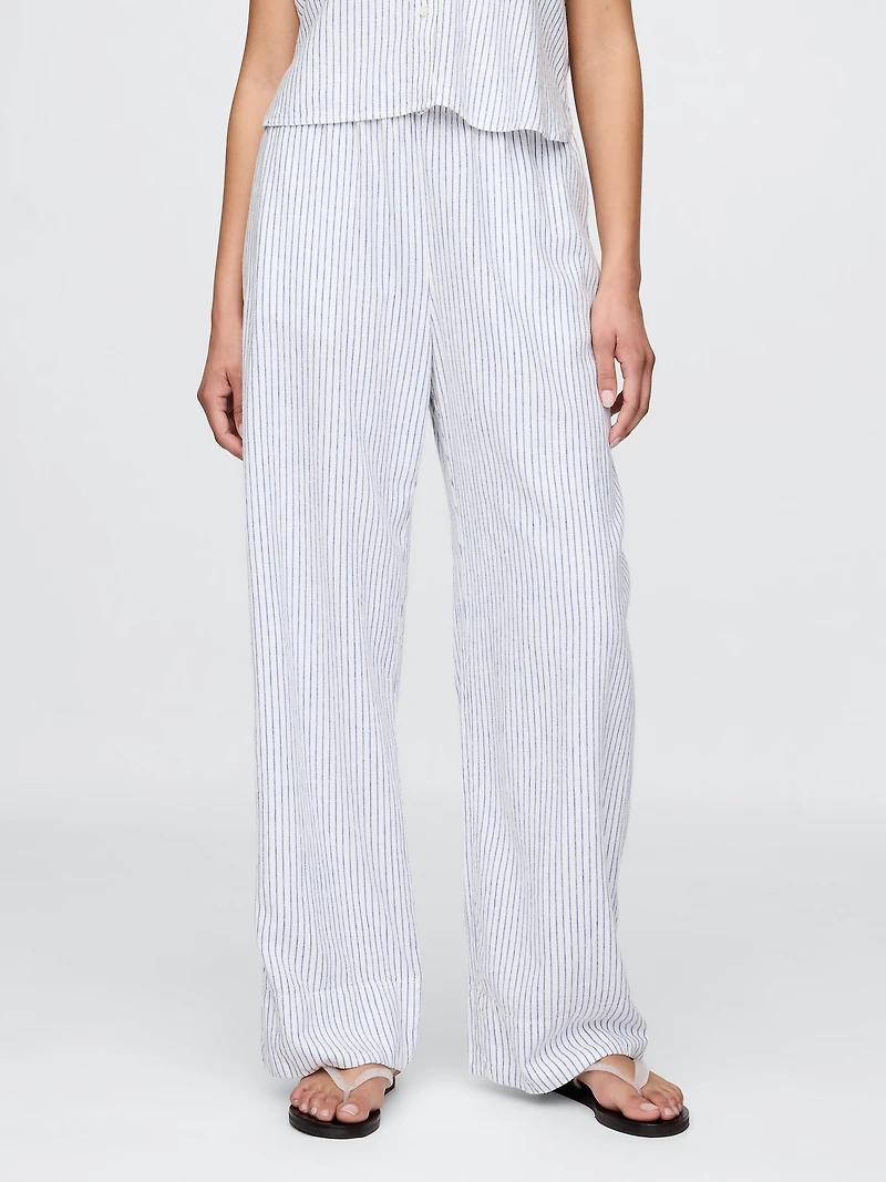 Linen-Blend Easy Wide-Hem Pants