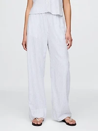 Linen-Blend Easy Wide-Hem Pants