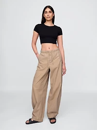 Mid Rise Barrel Parachute Pants