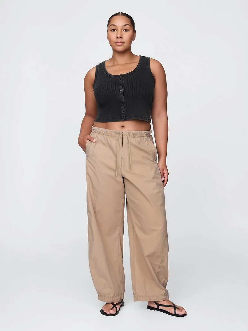 Mid Rise Barrel Parachute Pants