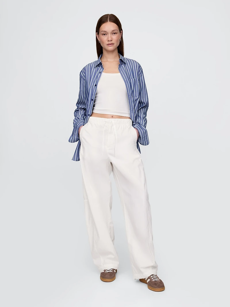 Mid Rise Barrel Parachute Pants