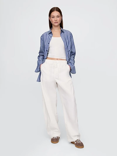 Mid Rise Barrel Parachute Pants