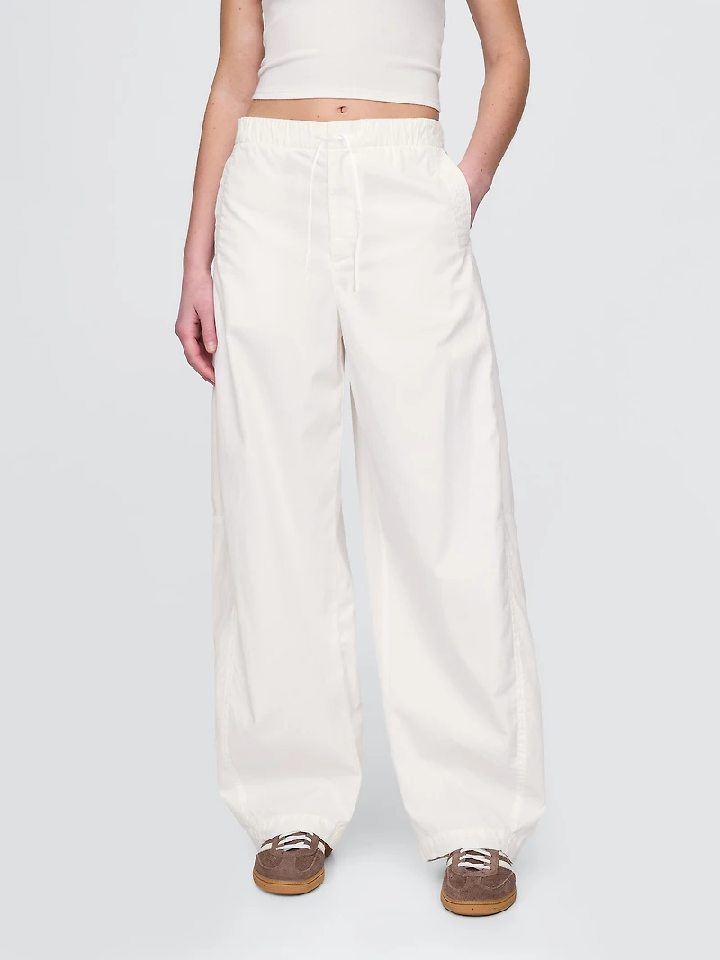 Mid Rise Barrel Parachute Pants