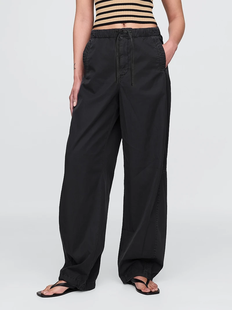 Mid Rise Barrel Parachute Pants