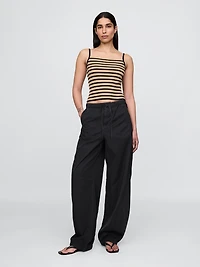 Mid Rise Barrel Parachute Pants