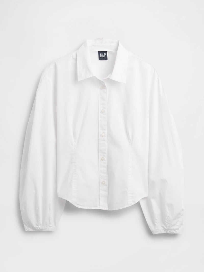 Organic Cotton Poplin Balloon-Sleeve Shirt