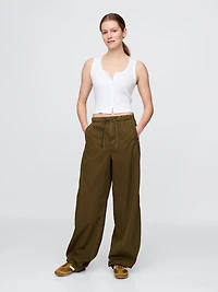 Mid Rise Barrel Parachute Pants