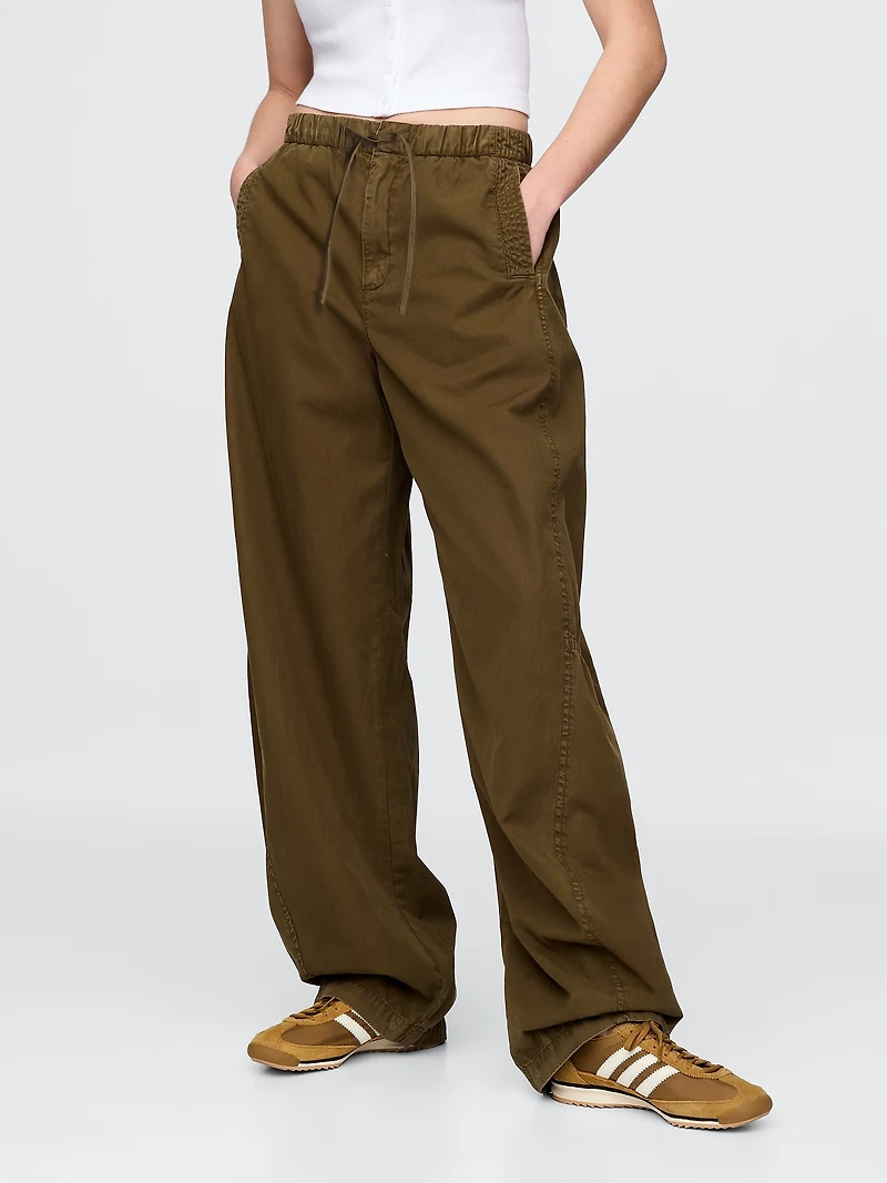 Mid Rise Barrel Parachute Pants