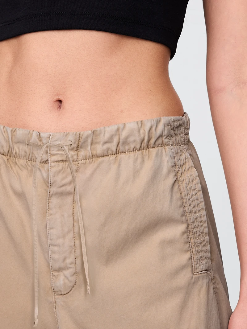 Mid Rise Barrel Parachute Pants