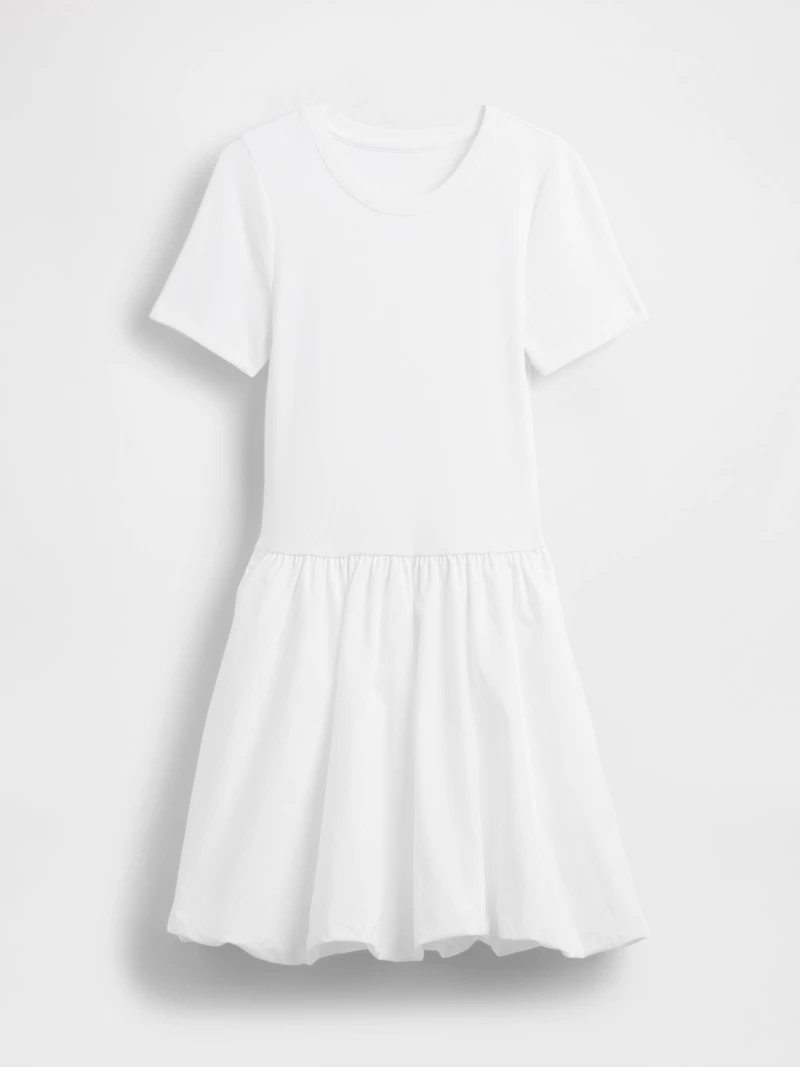 Modern Mixed Media Bubble Mini Dress