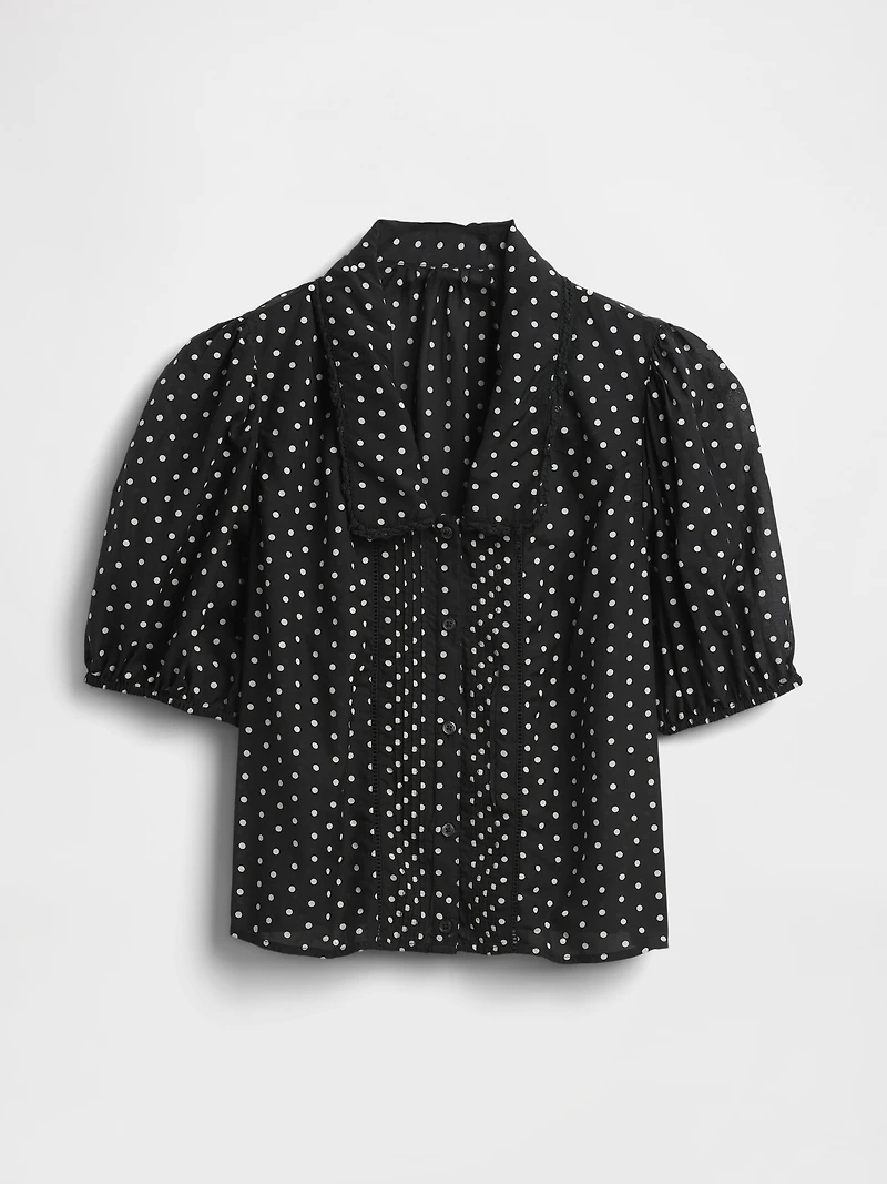 Puff-Sleeve Collared Top