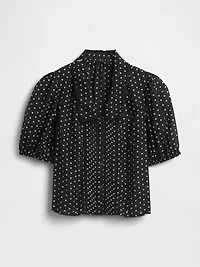 Puff-Sleeve Collared Top