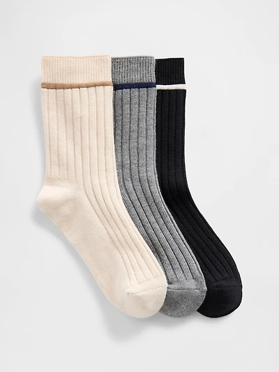 Kids Rib Crew Socks (3-Pack)