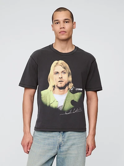 Kurt Cobain Relaxed Crop Graphic T-Shirt