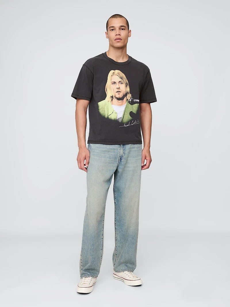 Kurt Cobain Relaxed Crop Graphic T-Shirt