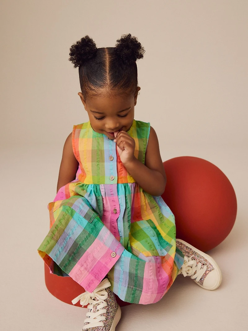 NEXT Toddler Rainbow Check Dress