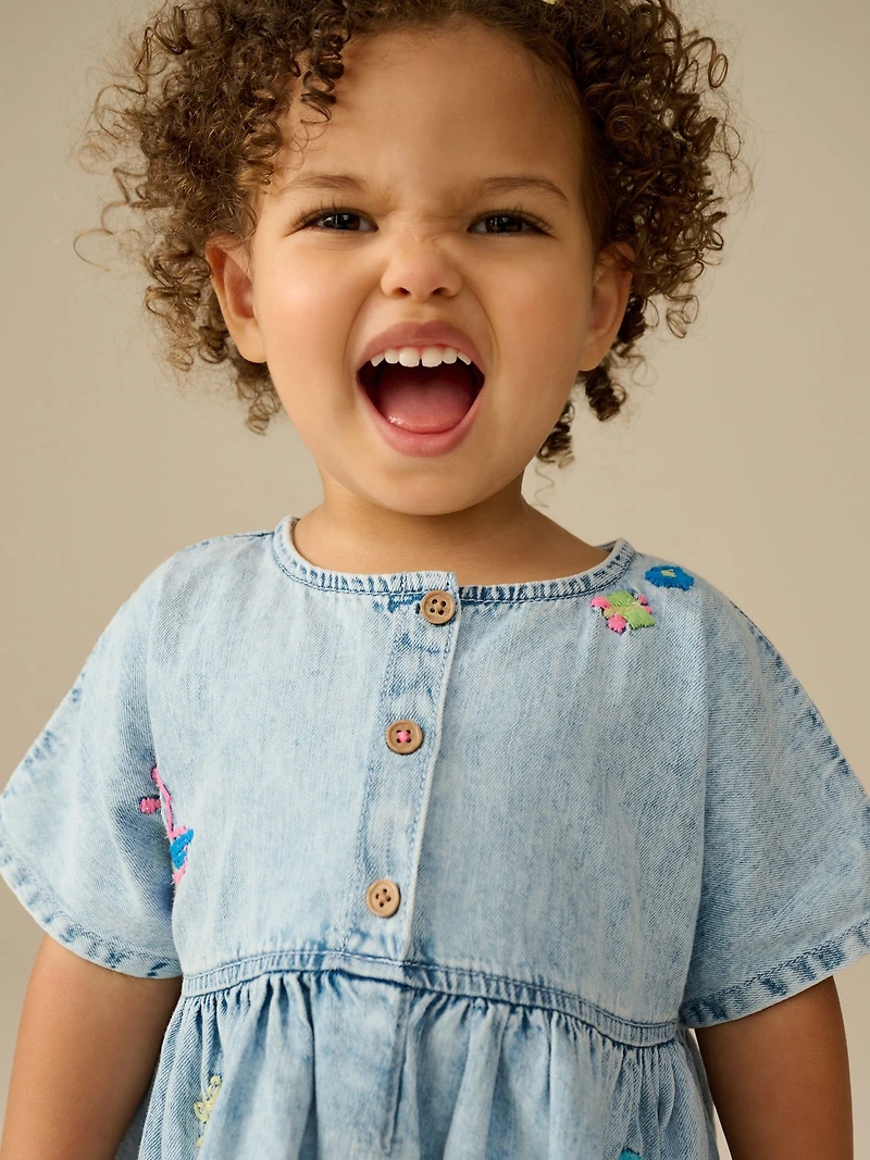 NEXT Toddler Flower Denim Dress