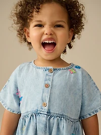 NEXT Toddler Flower Denim Dress