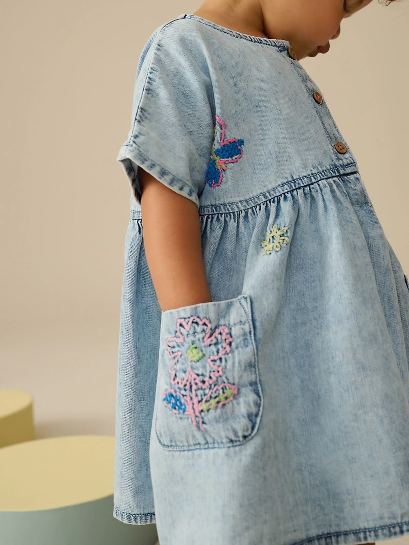 NEXT Toddler Flower Denim Dress