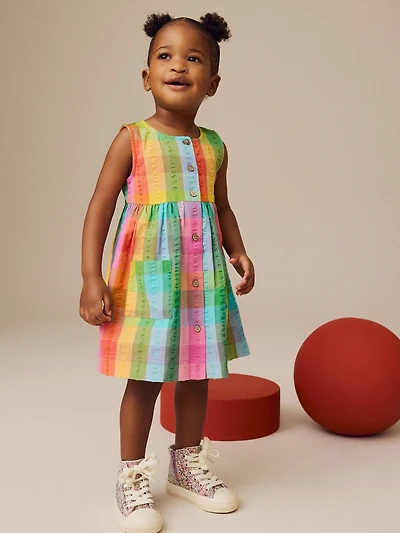 NEXT Toddler Rainbow Check Dress