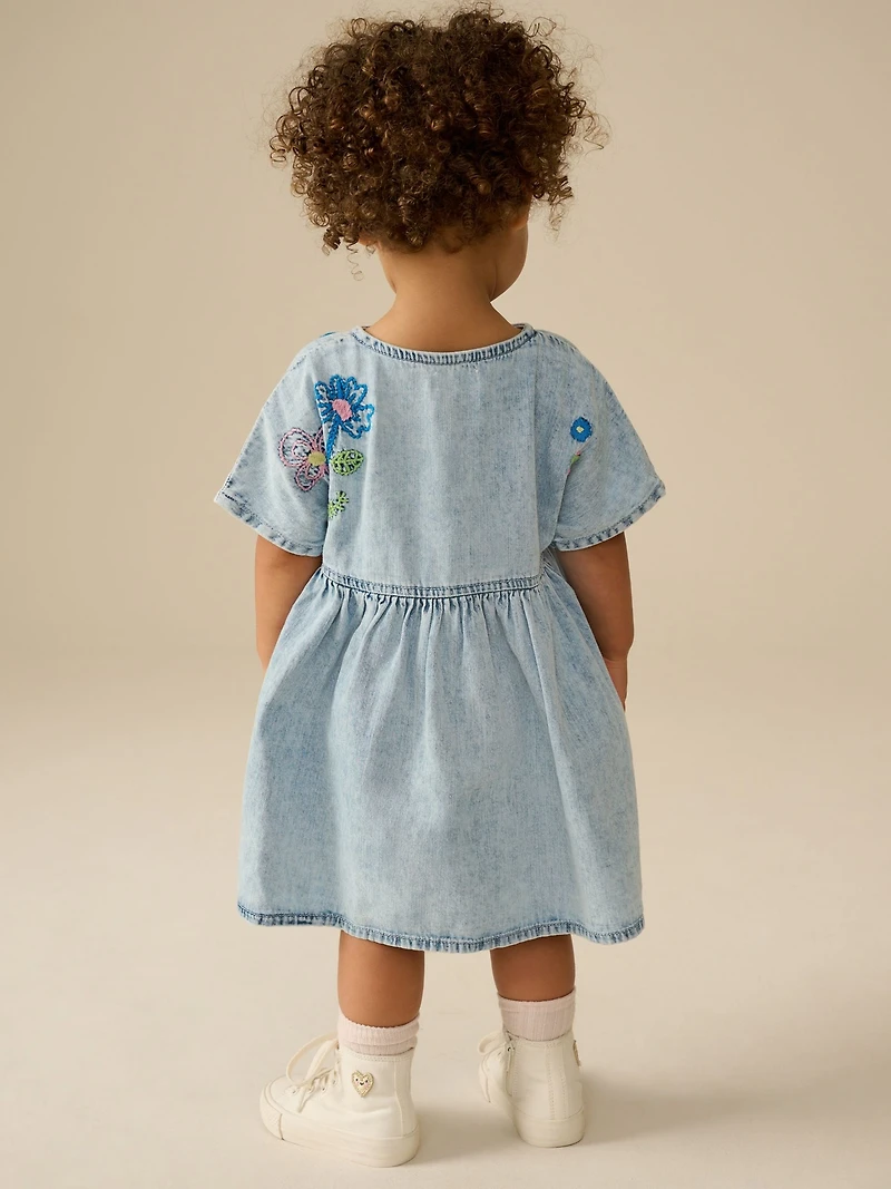 NEXT Toddler Flower Denim Dress