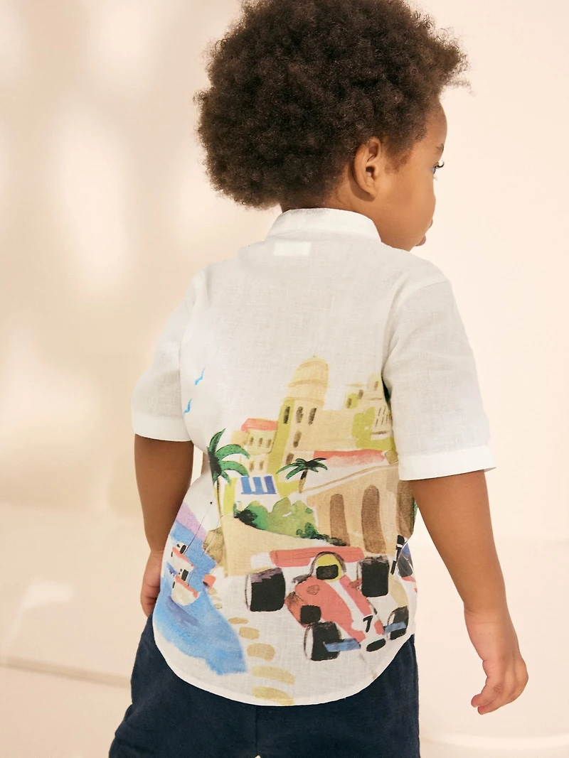 NEXT Toddler Linen-Cotton Racetrack Shirt
