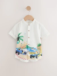 NEXT Toddler Linen-Cotton Racetrack Shirt