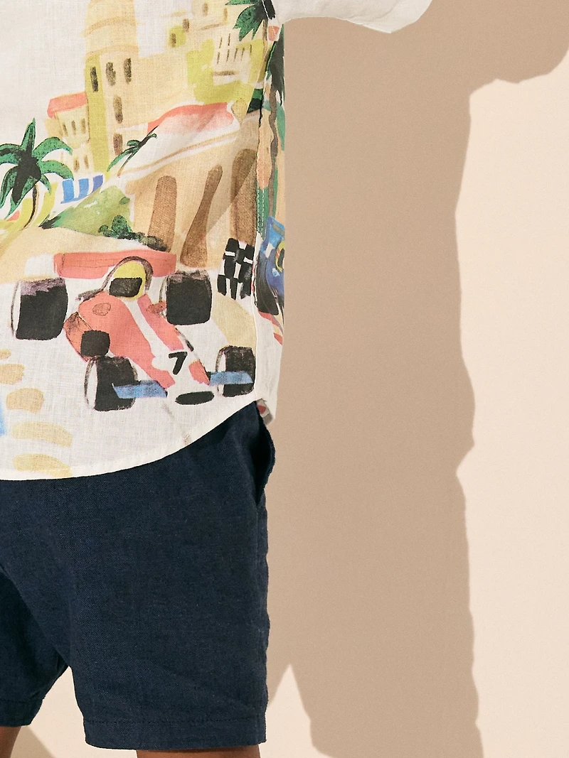 NEXT Toddler Linen-Cotton Racetrack Shirt