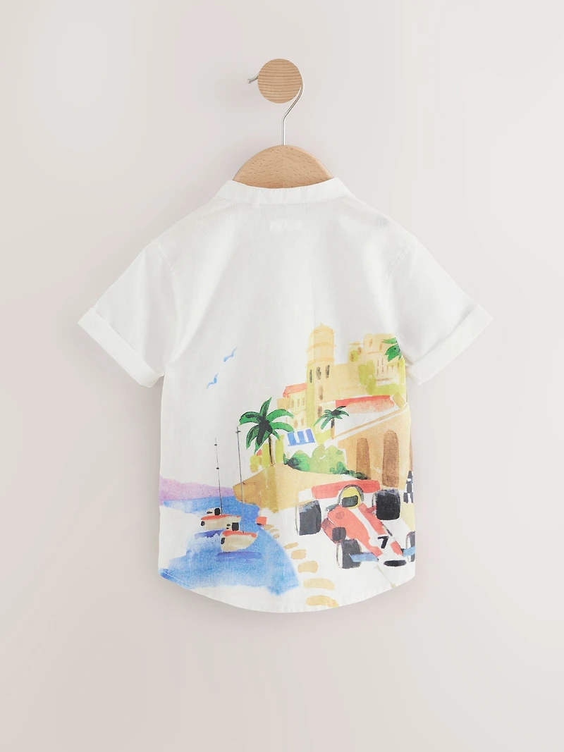 NEXT Toddler Linen-Cotton Racetrack Shirt