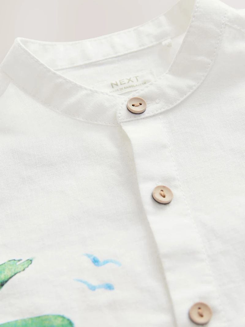 NEXT Toddler Linen-Cotton Racetrack Shirt